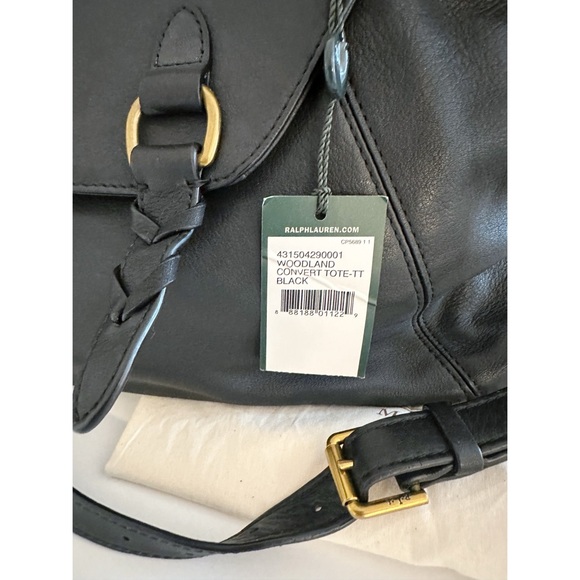 Lauren Ralph Lauren ~ Vintage Black Woodland Convert Tote Bag - Picture 7 of 17